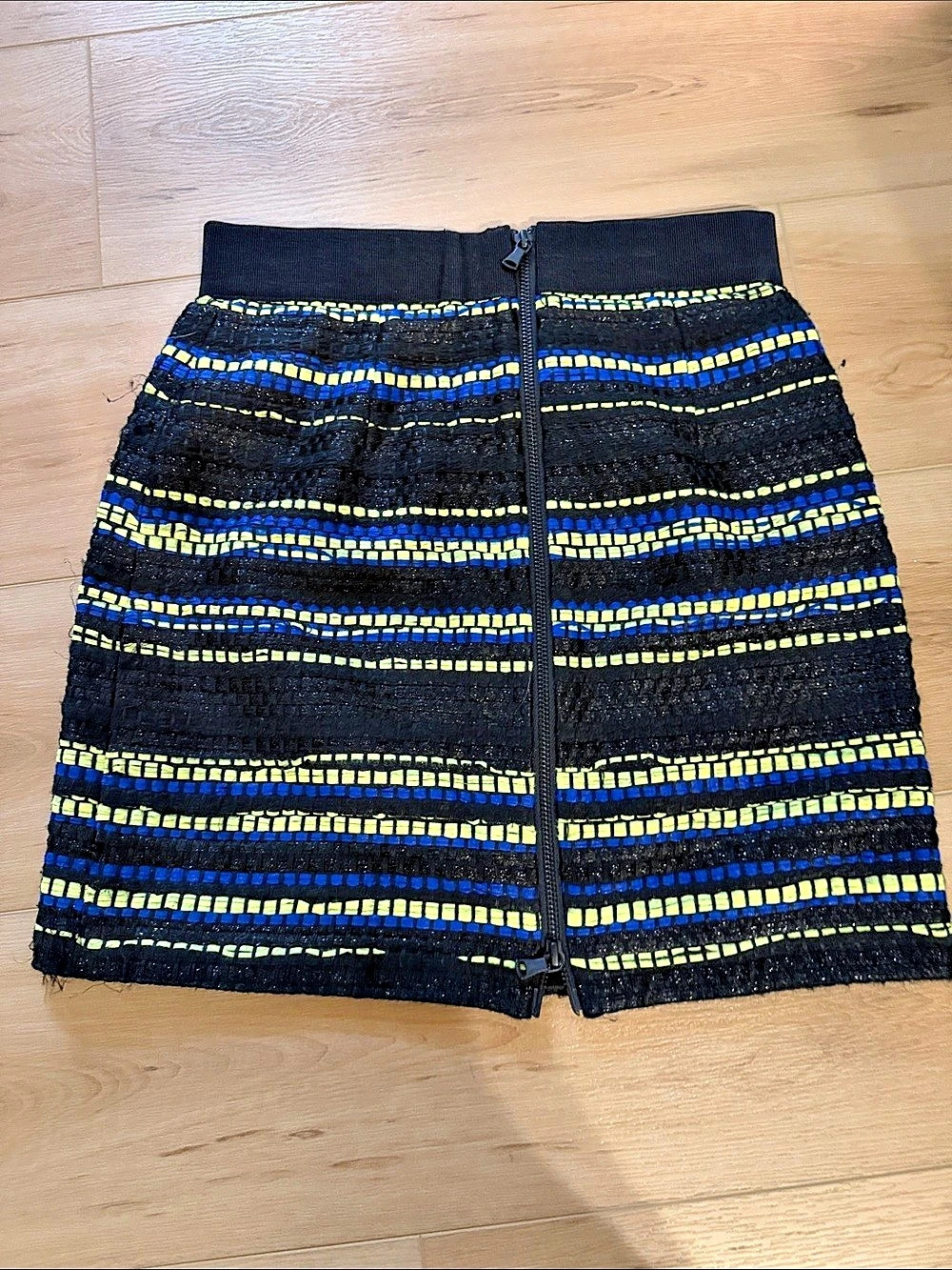 Milly Striped Mini Skirt in Black & Blue Size 2 Like New